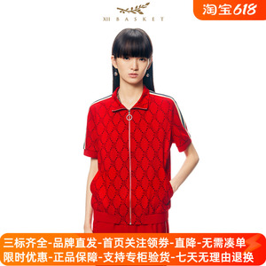 【DNA斗鱼系列】影儿十二篮23春新款红色休闲舒适短袖拉链外套