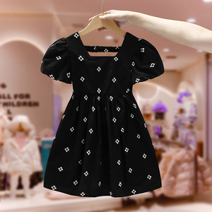 女童连衣裙夏季2024新款儿童装小女孩韩版夏款公主裙时髦黑色裙子