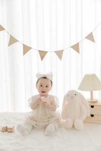 ins风百天周岁女宝白色蕾丝公主裙拍照婴儿摄影服装1岁宝宝抓周服