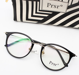 帕莎眼镜框女近视复古PT66113时尚板材金属边全框透明帕沙眼镜架