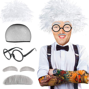 爱因斯坦假发逼真白色辫子舞台表演出老教授搞怪科学家头套道具