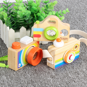 木制蜂眼多棱镜万花筒儿童益智早教玩具过家家创意仿真单反照相机