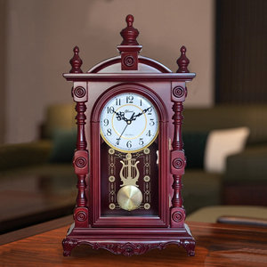 家用台式钟表客厅复古座钟实木静音时尚桌面时钟家居装饰台钟坐钟