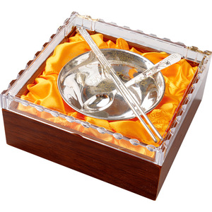 仿红木亚克力银碗盒纯银餐具套装木盒生活银器礼品包装厂家批发