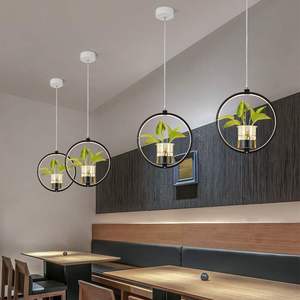 吊灯工业吊灯北欧植物创意个性咖啡餐厅奶茶店铺商用装饰风吧台小