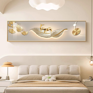 主卧室床头装饰画高级感挂在卧室墙上的挂画横幅2024新款壁画镶钻
