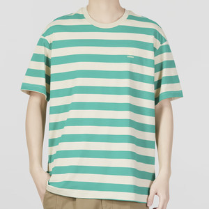 adidas阿迪达斯男装短袖运动服男子圆领绿色条纹休闲T恤 IA4978