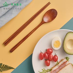 韩式料理勺筷餐具套装木质长柄日式饭勺子汤勺家用木筷子汤匙便携