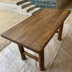 老榆木大板桌实木办公书桌复古茶桌家用餐桌原木吧台做旧木板定制