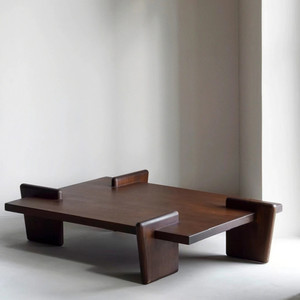 北欧木质方形茶几小户型侘寂家具复古实木简约创意咖啡桌定制矮桌
