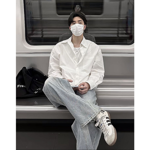 cleanfit白色衬衫男夏季韩系少年感穿搭长袖衬衣高级感防晒外套
