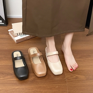 拖鞋女2024年夏季新款法式平底日韩流行气质时尚休闲外出懒人单鞋