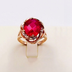 卡玛莎娜镀18k俄罗斯585紫金女镶嵌红石戒指新款高档精美指环宝石