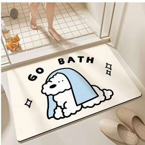 卡通狗狗浴室地垫吸水速干防滑脚垫卫生间门口淋浴间软硅藻泥垫子