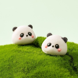 网红熊猫头熊猫棉花糖蛋糕装饰摆件可爱小动物造型甜品草莓塔立体
