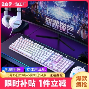 键盘有线键鼠套装电竞游戏机械手感台式笔记本电脑办公静音无声