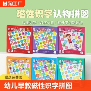 宝宝磁力识字拼图识物儿童3到6岁磁性认字板平图2岁1幼儿益智玩具
