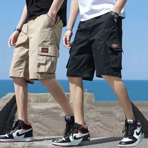 工装短裤男士休闲运动新款五分裤外穿宽松中裤子迷彩线上口袋夏季