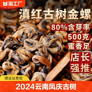 滇红2024新茶新益号云南凤庆古树滇红茶一叶金螺功夫红茶茶叶口粮