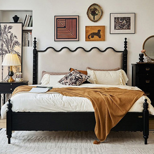 孙行者法式复古实木床红橡木中古双人床1.8米主卧家具美式软包床