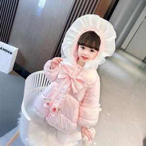 女童棉服冬装2023新款洋气儿童装小女孩亮面棉袄宝宝公主棉衣外套