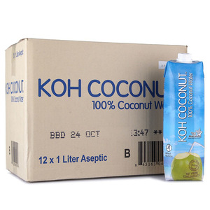 泰国进口Kohcoconut 酷椰屿100%纯原浆椰子水 椰子汁1L*12瓶整箱