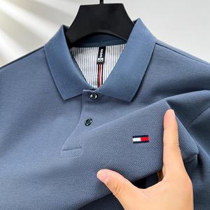 欧洲站高端正品纯棉短袖T恤男士夏季新款时尚休闲绣标中年Polo