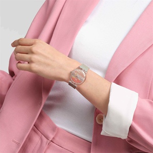 SWATCH斯沃琪瑞士腕表限量联名款男女特纳猩红的夕阳主题石英手表