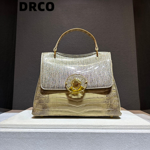 法国DRCO高奢真皮手提包包女2024新款鳄鱼纹高级质感流行斜挎包潮