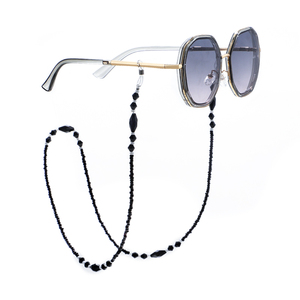 太阳镜老花镜时尚眼镜链 个性百搭黑色菱形串珠眼镜绳 防滑防丢失