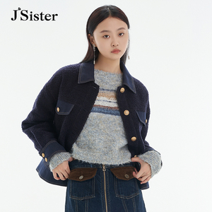 jsister 秋装专柜新款 JS女装时尚墨兰小香风外套 S334107226