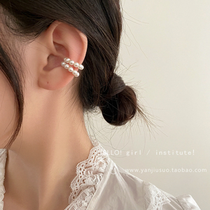 法式珍珠耳骨夹无耳洞女小众设计感高级耳饰2024新款爆款气质耳夹