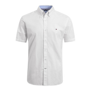 正品汤米Tommy hilfiger男士夏季短袖白衬衫商务宽松大码polo衬衣