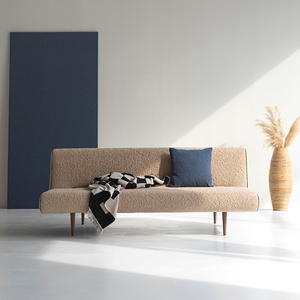 丹麦依诺维绅北欧简约双人折叠沙发床安飞泰迪绒组装布艺沙发