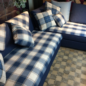 打折沙发垫四季用蓝色地中海防滑简约现代客厅布艺定做巾套罩田园