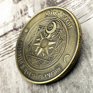 欧美塔罗青古铜纪念币 可把玩星座币硬币手指转硬币30mm青铜色