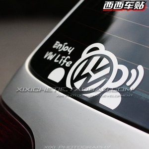 西西车贴 VW大众卡通熊贴纸 个性创意趣味反光贴 车贴划痕 车贴纸