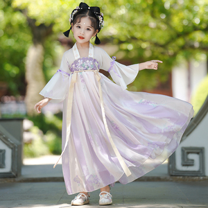 女童汉服儿童日常公主古装2024新款演出服女装夏季古风紫色公主裙