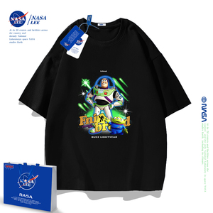 NASA巴斯光年t恤男童短袖2023新款纯棉男孩衣服夏装女童儿童半袖
