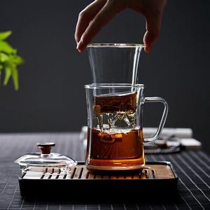 高档竹叶青茶杯 三云山绿茶玻璃杯茶水分离过滤网办公室水杯竹叶