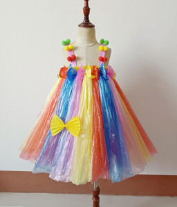 儿童环保服装女童幼儿园亲子走秀裙子手工创意塑料袋时装秀表演服