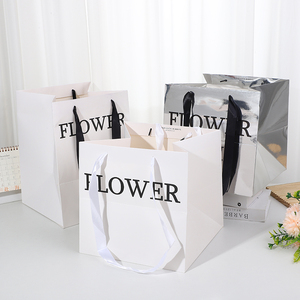 FLOWER鲜花方形礼品袋花店鲜花英文简约时尚礼品伴手礼包装袋批发