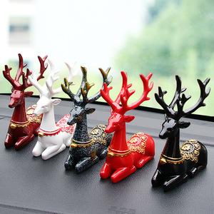 一路平安车载车内装饰品小汽车摆件鹿创意家居客厅装饰陶瓷工艺品