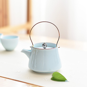 青瓷提梁壶 陶瓷功夫茶具茶壶 单壶冲茶器 创意日式花茶壶泡茶壶
