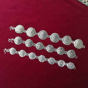 民族风苗族传统掐花丝工艺饰品复古手工苗银手链古法编丝铜鼓链
