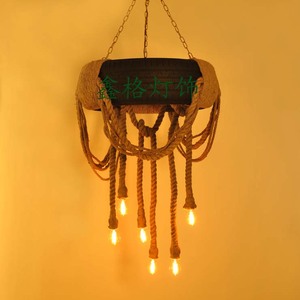 美式乡村工业创意个性吊灯麻绳轮胎客厅餐厅咖啡厅复古装饰灯具