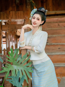 新款西双版纳傣族服装女长裙工作服传统傣族裙生活套装日常泰式