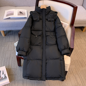 黑色棉服女2023年冬季新款宽松羽绒棉袄中长款棉衣加厚保暖外套潮