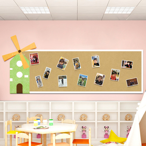 幼儿园文体室环创文化墙大风车设计粘照片毛毡板支持定制区角装饰