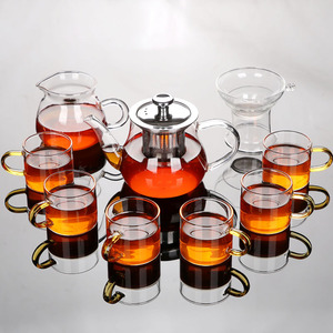 耐热玻璃功夫茶具套装家用简约现代红茶壶透明花茶泡茶器茶杯茶盘